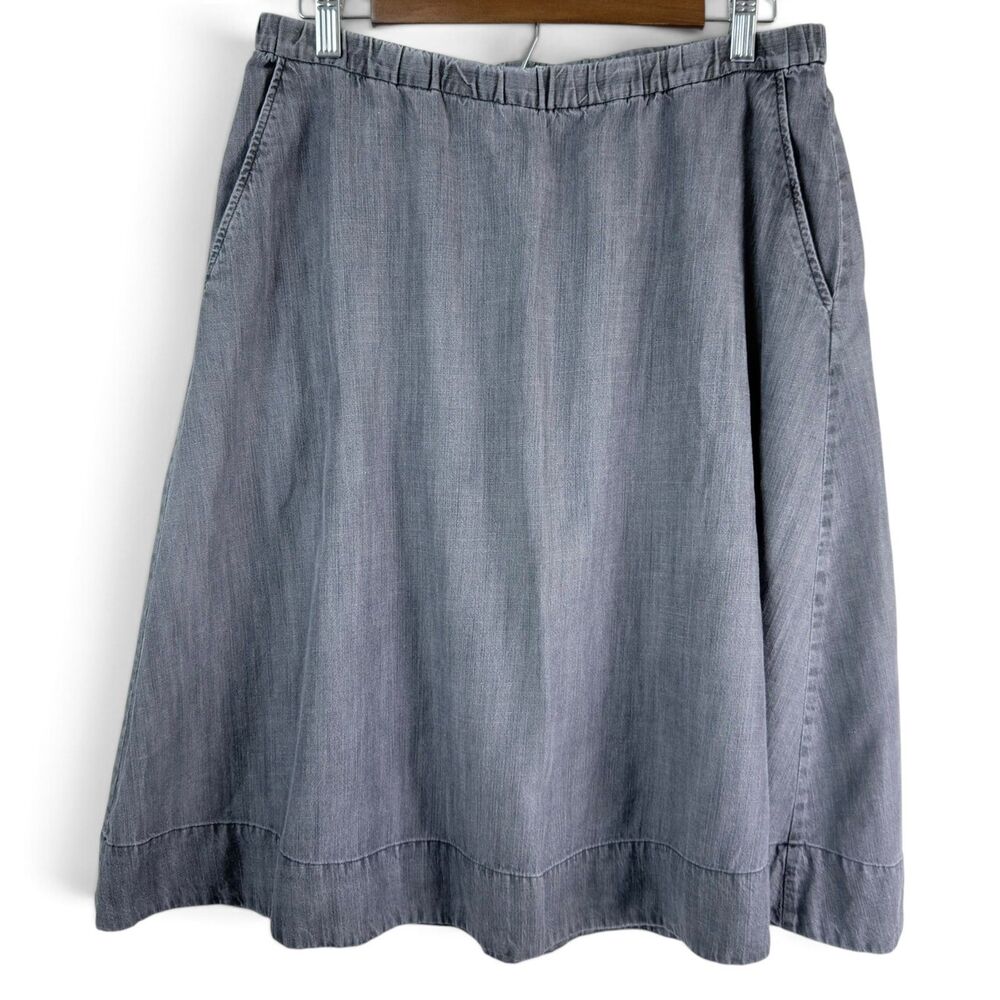eileen fisher chambray skirt s/p gray cotton coastal lagenlook minimalist